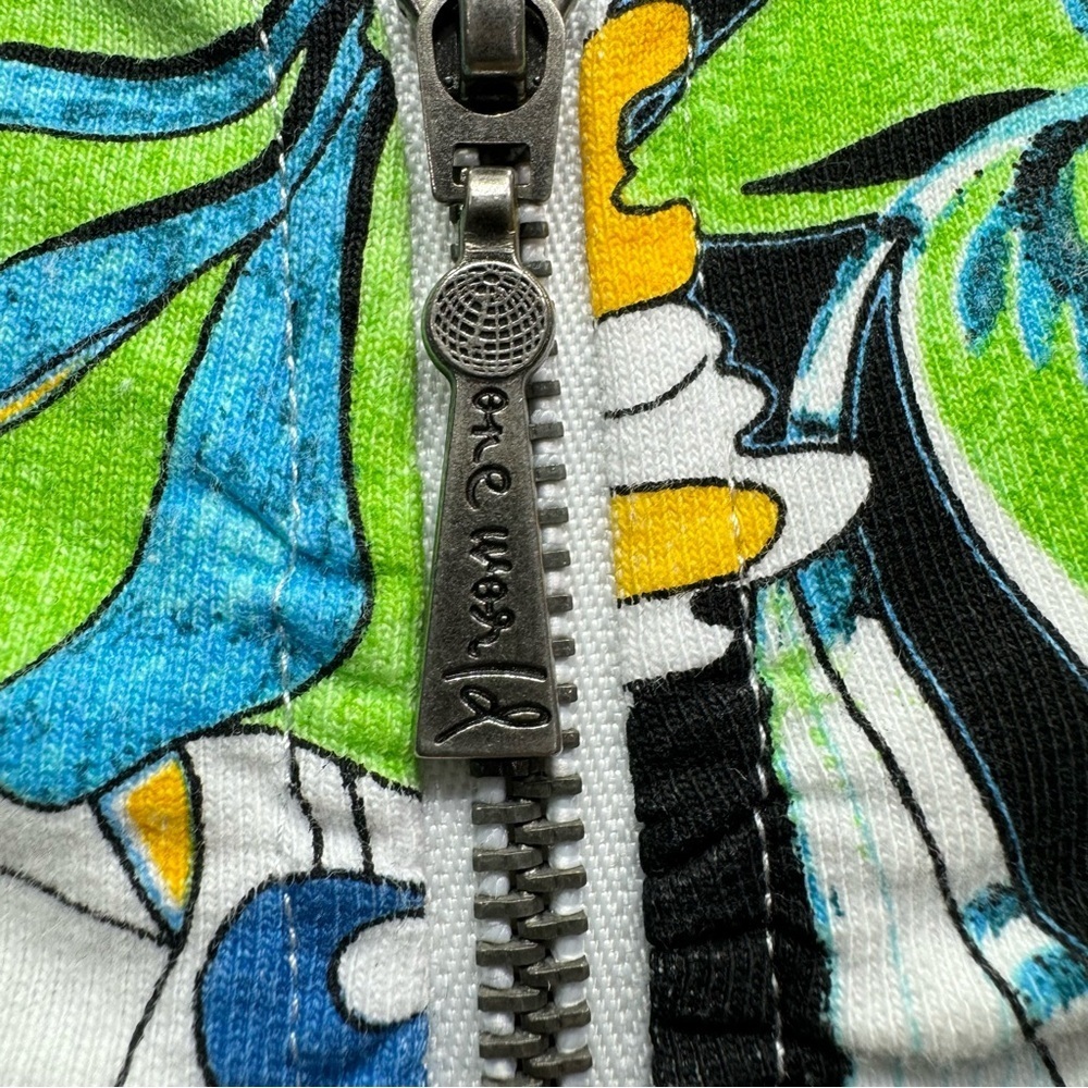 One World Special Issue Y2K 100% Cotton Bold Colorful Floral Print Zip Up Hoodie - Picture 5 of 11